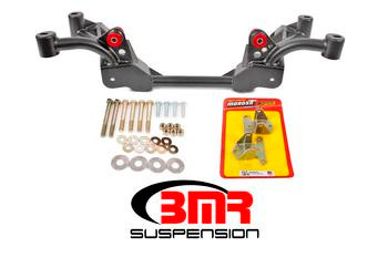 BMR K-Member - SBC/BBC Motor Mounts - Factory Steering Rack - Black (1982 - 1992 F-Body) KM007H