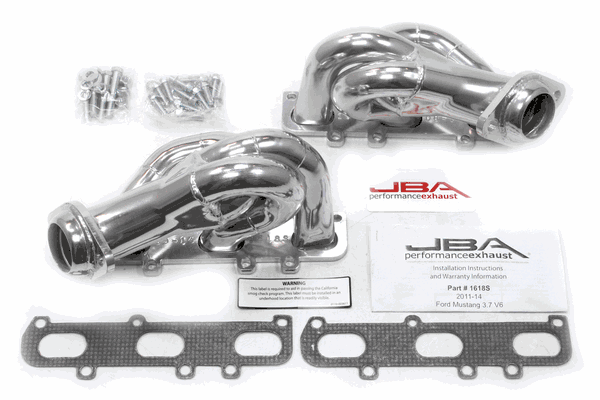 JBA Performance 1-5/8" Shorty Headers Silver Ceramic (11-17 Mustang V6) 1618SJS