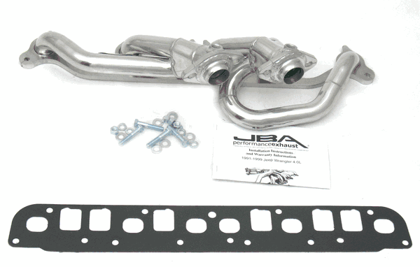 JBA 1-1/2" Shorty Headers Silver Ceramic (00-06 Wrangler 4.0L) 1527SJS