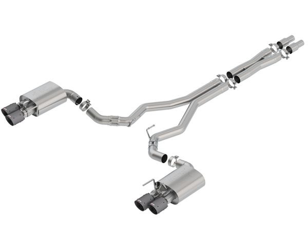 Borla Cat-Back Exhaust System - ATAK - Black Carbon Fiber Tips (2018 - 2023 Mustang GT - Active Exhaust) 140743CFBA