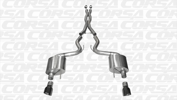Corsa 3" Catback Exhaust - Xtreme - 4.5" Single Black Tips (2015 - 2017 Mustang GT Coupe) 14328BLK