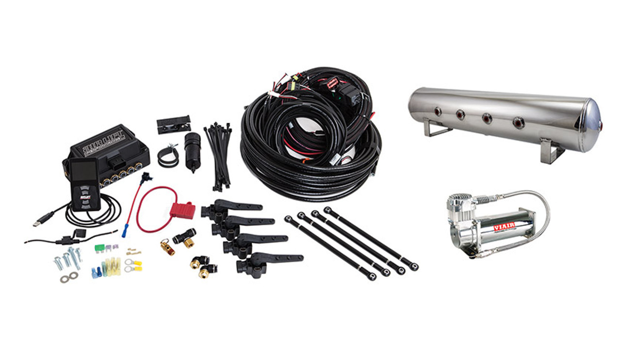 Air Lift Performance 3H (1/4 inch Air Line, 4 Gallon 7-port Polished Tank, Viair 444c Compressor) 27794