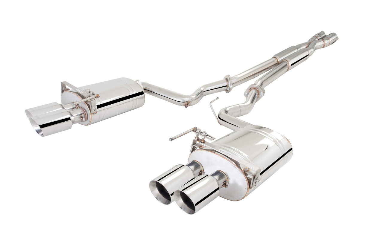 XForce Twin 3" Cat-Back Exhaust System w/Oval Varex Mufflers & Quad Tips (2018-2023 Mustang GT Coupe) ES-FM18-CBS