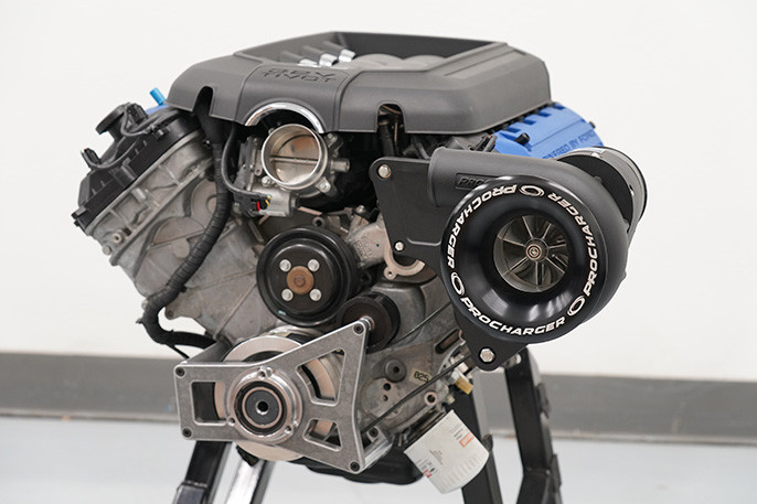ProCharger crank support system installed on Coyote engine for high horsepower builds