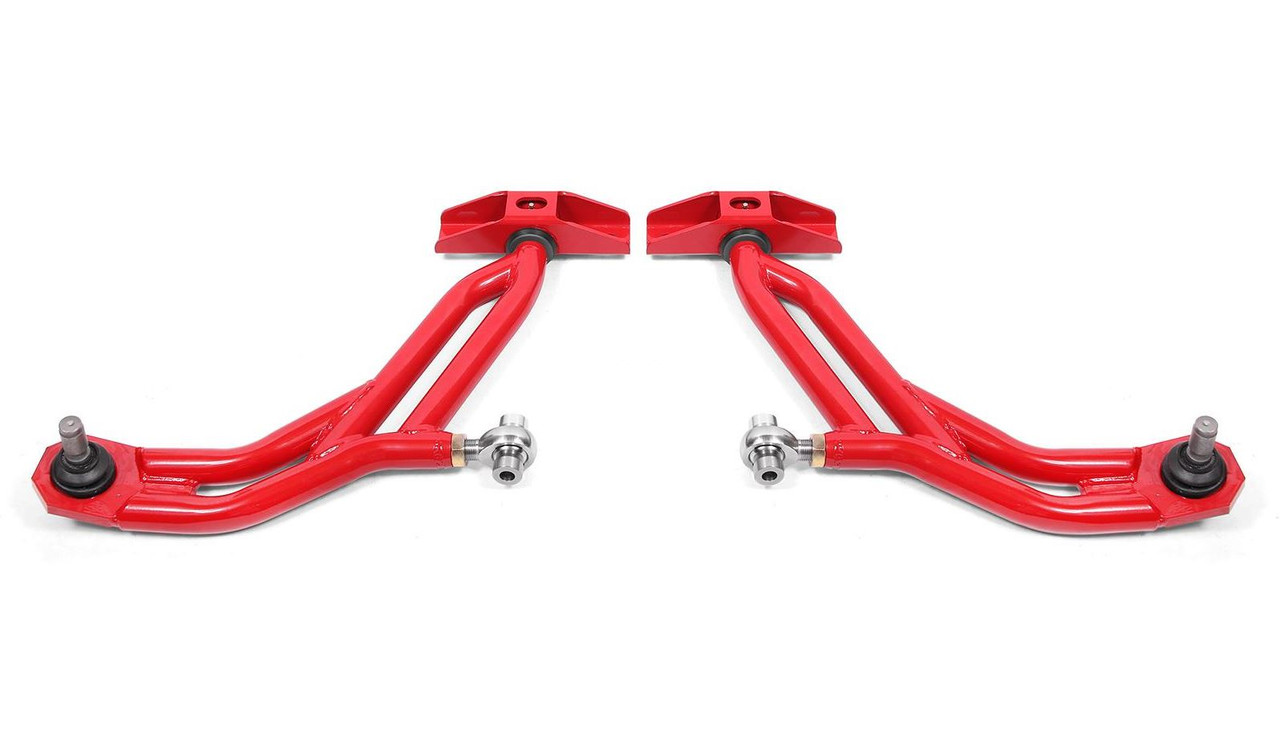 BMR A-Arms - Lower - Non-Adjustable - Delrin Bushings / Rod Ends - Red (2010 - 2014 Mustang / 2007 - 2014 GT500) AA755H