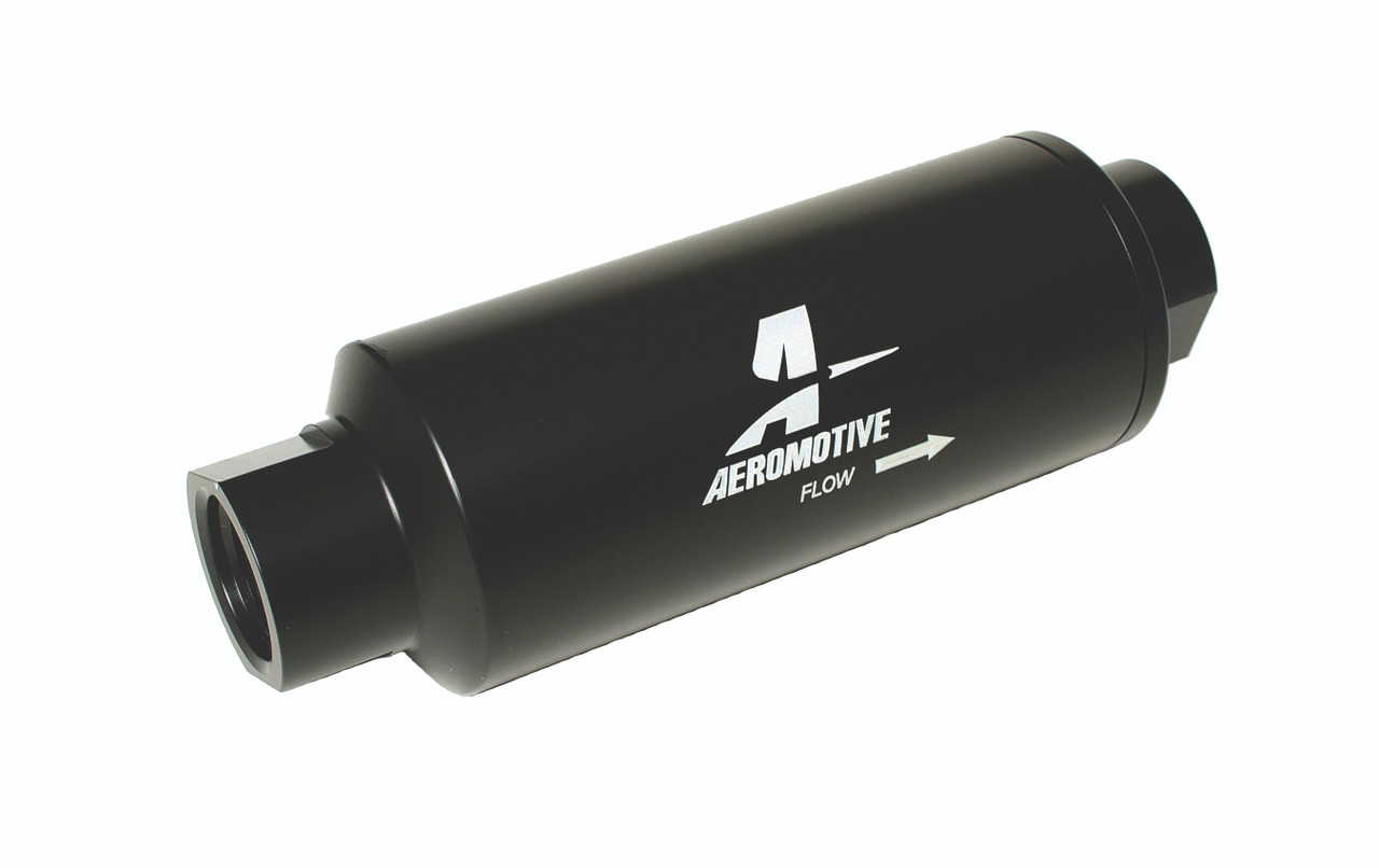 Aeromotive Filter In-Line 10-m Fabric Element ORB-12 Port Black Hard-Coat Marine 2-1/2" OD 12311