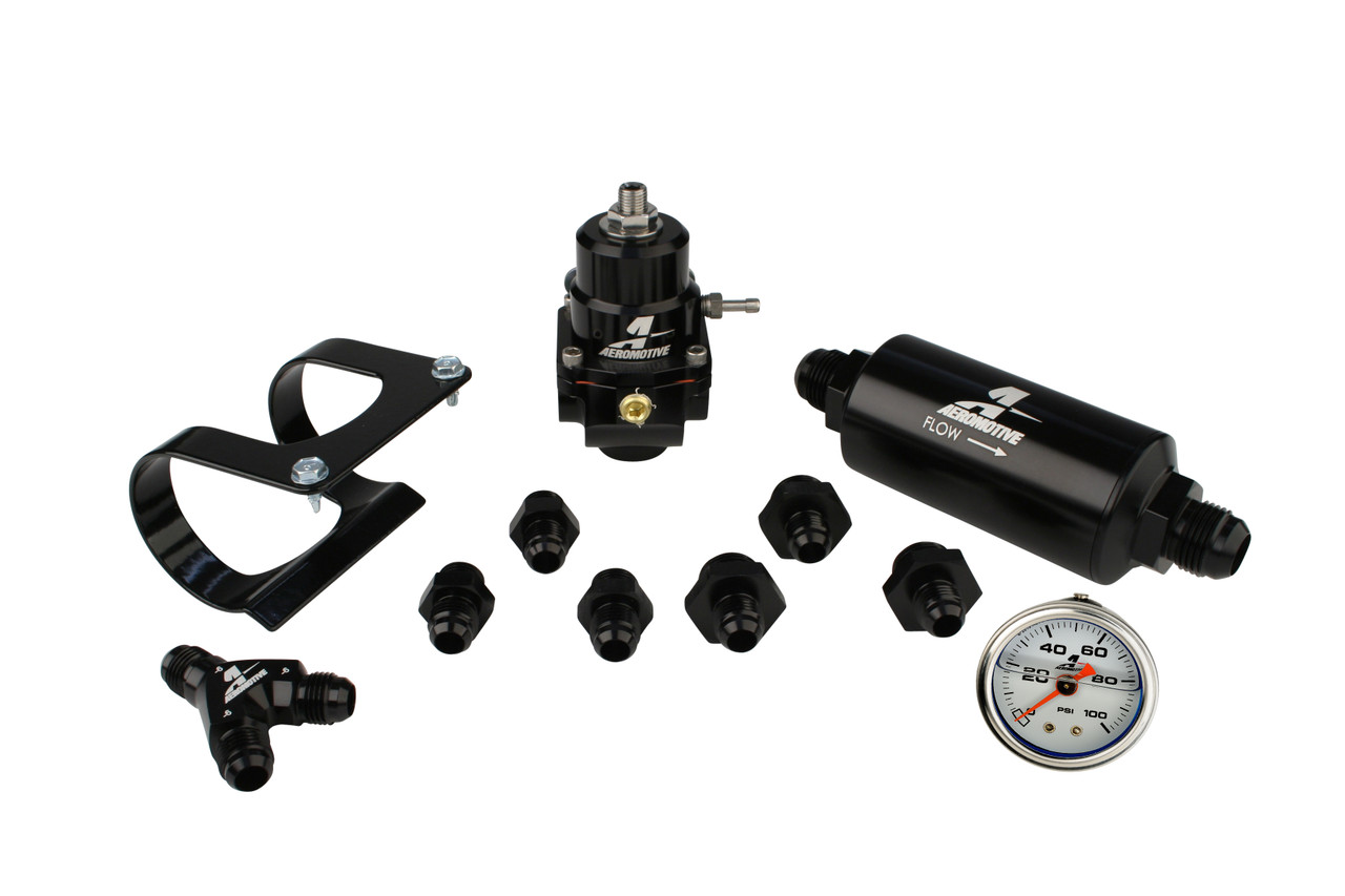 Aeromotive System Fuel Stealth EFI Dual Rail (Regulator Filter Filter Bracket Gauge Y-Block Fittings) 17350