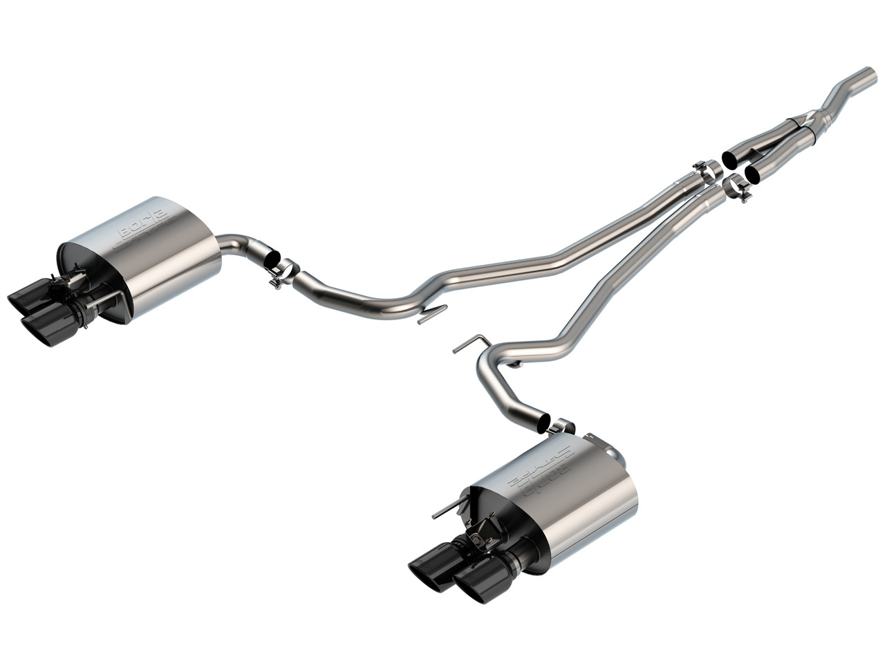 Borla Cat-Back Exhaust System - S-Type - Black Tips (2019 - 2023 Mustang EcoBoost) 140827BC
