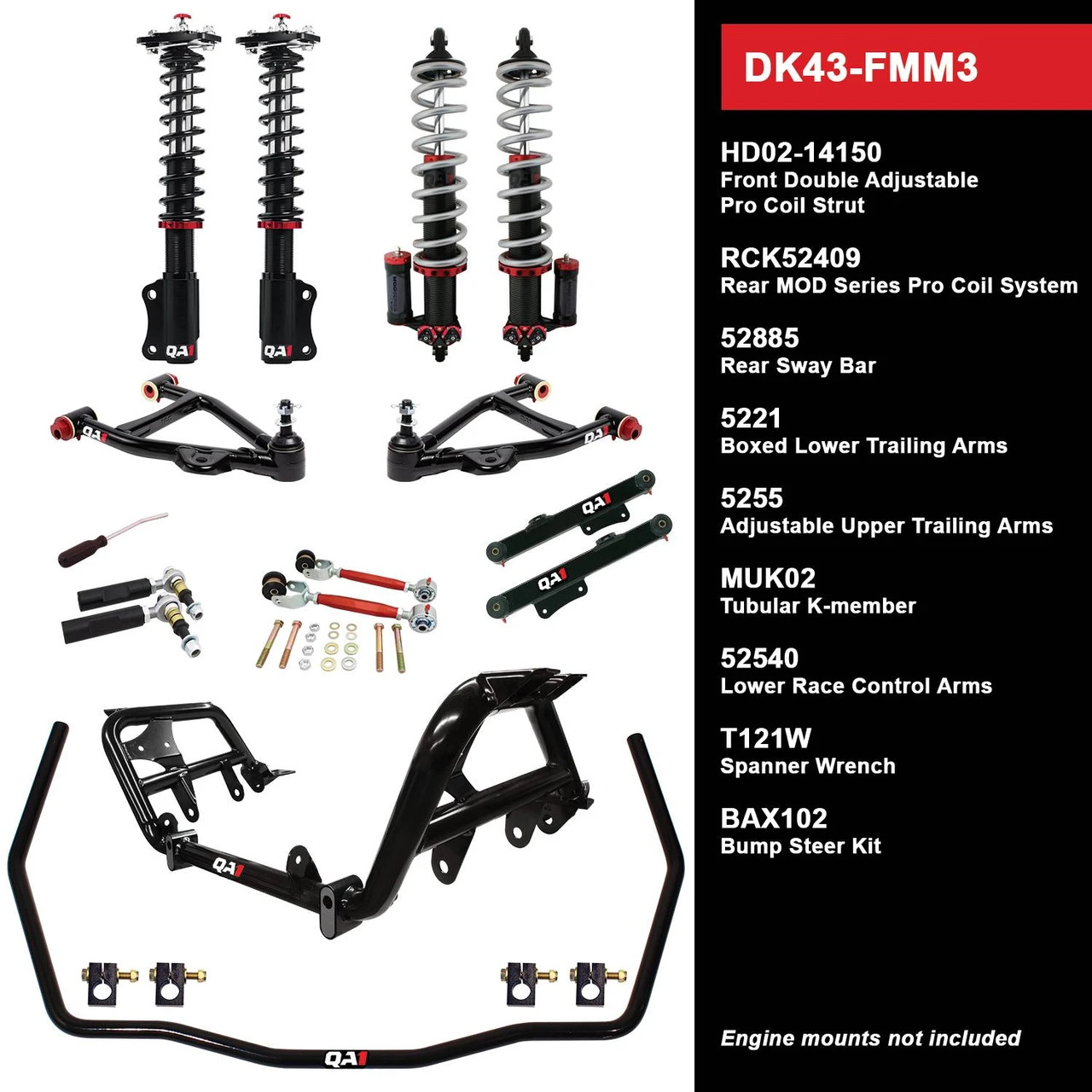 QA1 Drag Kit - Level 3 - Shocks Included (1990 - 1993 Mustang) DK43-FMM3