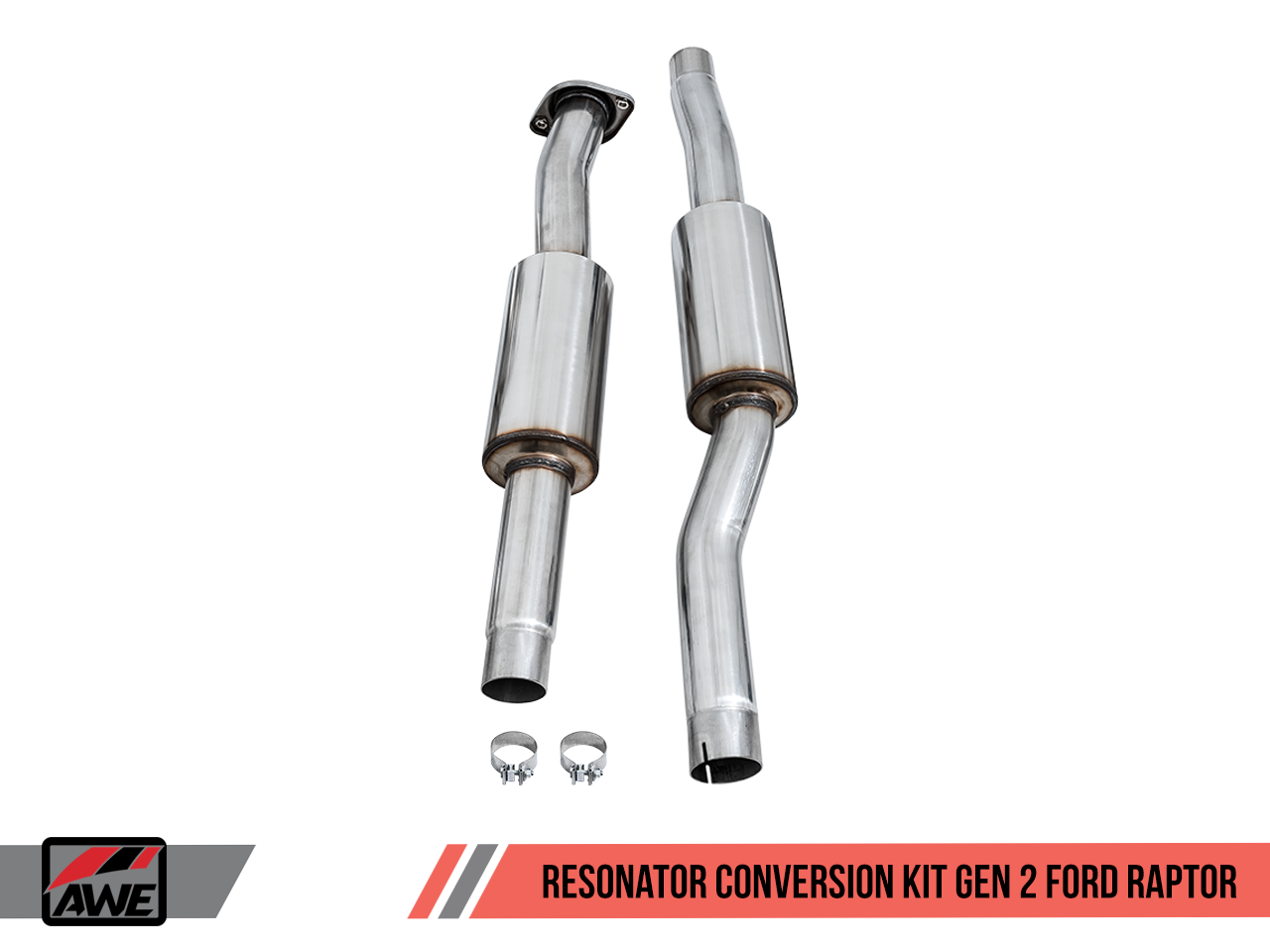 AWE Resonated Front Pipes Conversion Kit - 2FG to 1FG (2017+ Raptor) 3015-11040