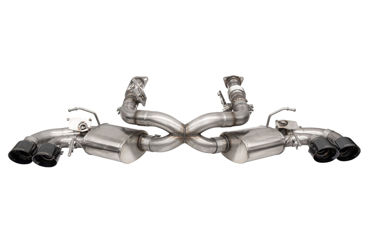 Corsa Variable Sound Level 3" AFM Cat Back Exhaust w/ 4.5" Pro Series Quad Tips Black (2020 - 2024 Corvette C8) 21100BLK
