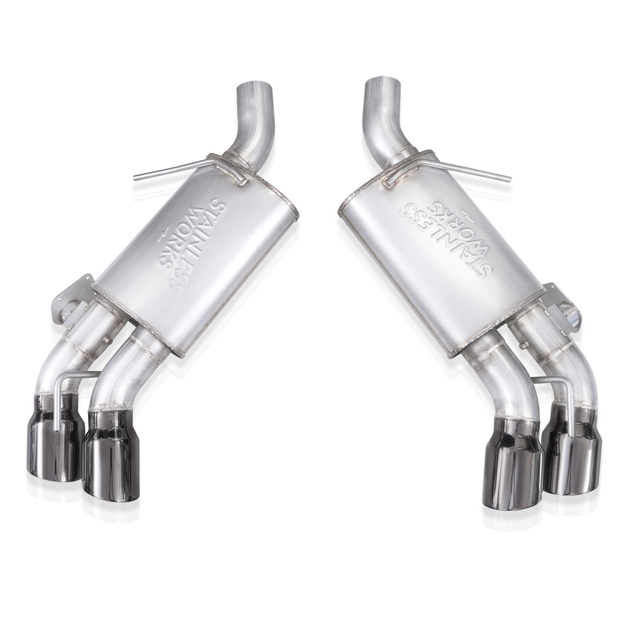 Stainless Works Legend Axleback Exhaust - Performance Connect - Chrome Black Tips (2016 - 2024 Camaro SS w/ Dual Valves) CA16RVMKPLBC