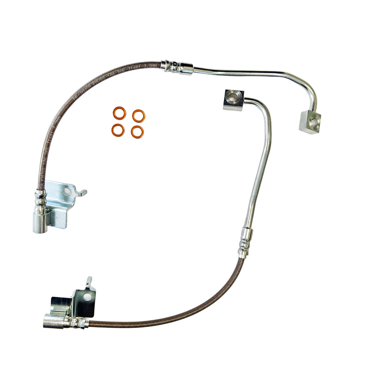 J&M Stainless Steel Brake Hose Kit - Front - Clear (2015 - 2020 Shelby GT350 / GT350R) 22580F-C