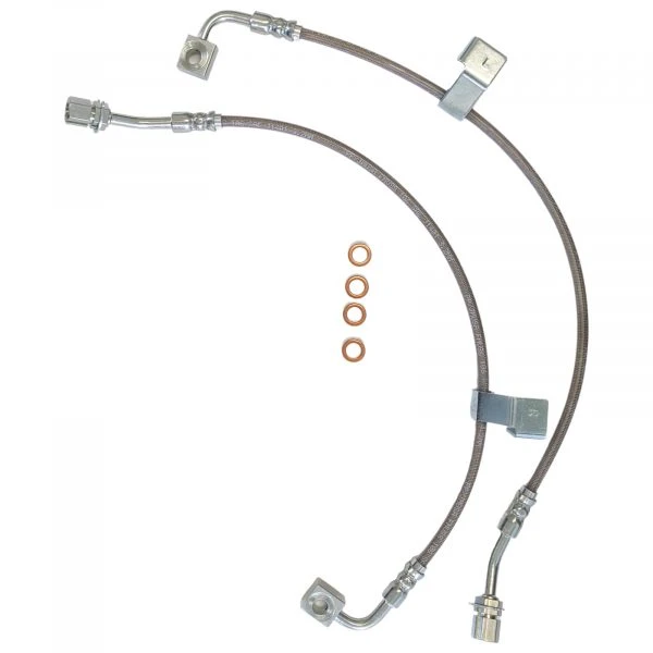 J&M Stainless Brake Hose Kit - Front - Clear (2018 - 2023 Mustang - MagneRide) 22590F-C