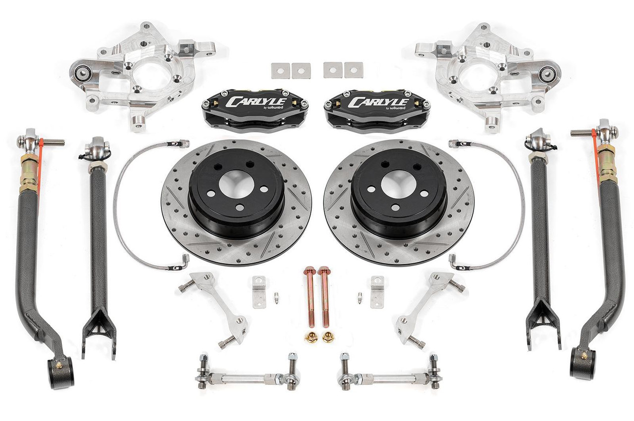 Carlyle by BMR 15" Conversion Kit w/ Rear Suspension Package - Drilled & Slotted Rotors - Black Calipers (2006 - 2023 Charger / 2008 - 2023 Challenger) DRP112H