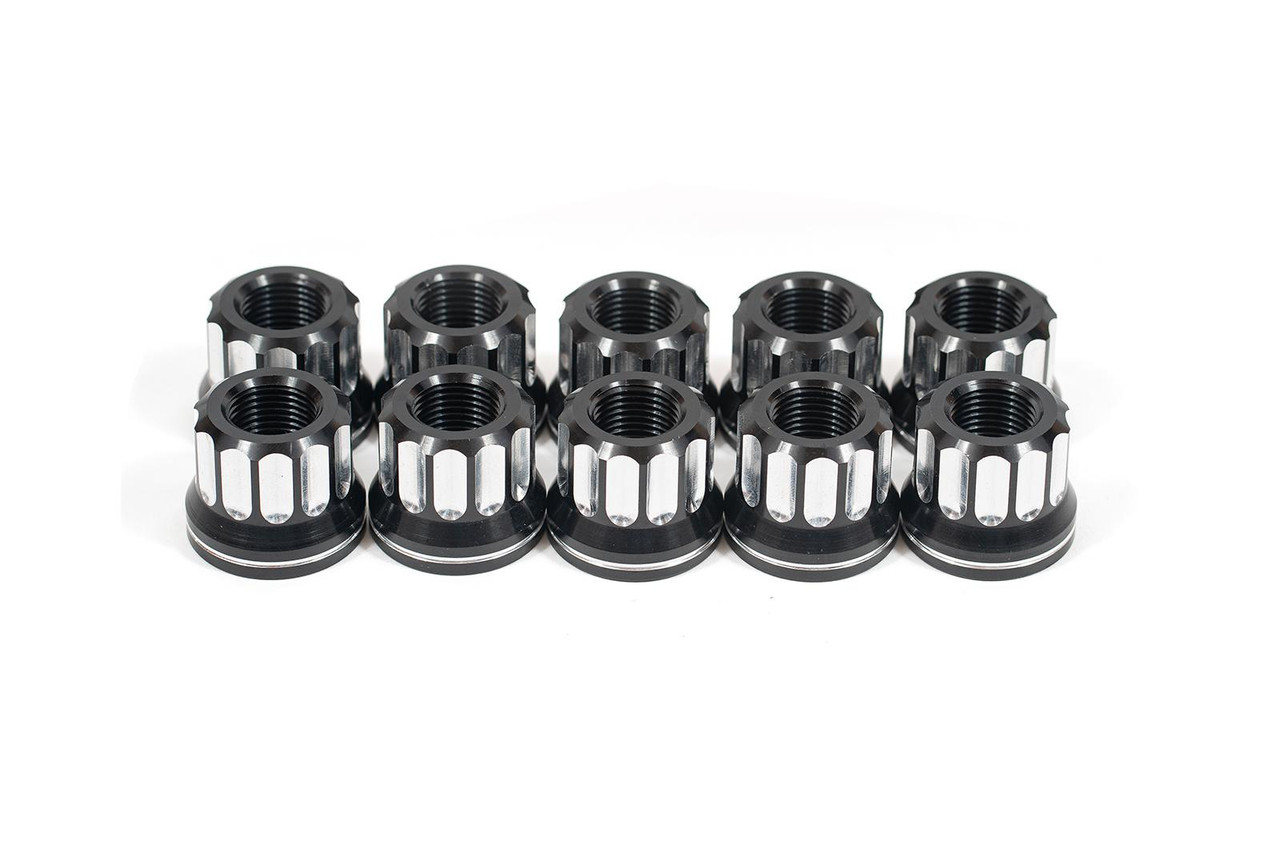 Carlyle by BMR Aluminum Lug Nut Kit - 5/8-18 RH - Flange - 12-PT - Set of 10 (2005 - 2014 Mustang / 2007 - 2014  GT500) LNK007