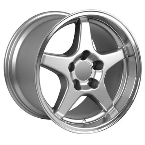 Replica CV01 17x11 Wheel - 5x120.65 BP 50 ET - Gloss Silver Machined Lip (1993 - 2002 Camaro & Firebird / 1988 - 2004 Corvette) CV01-17110-5475-50SM