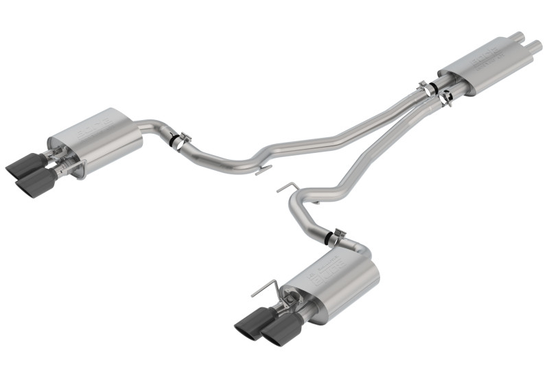 Borla Cat-Back Exhaust System - Touring - Black Tips (2018 - 2023 Mustang GT) 1014045BC