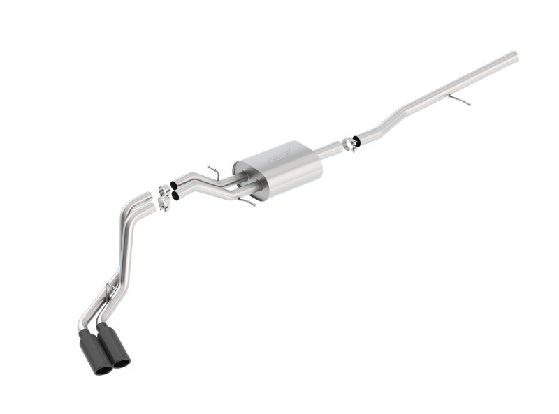 Borla Catback Exhaust System - S-Type - Black Chrome Tips (2014 - 2019 Silverado 1500 Ext/Crew Cab Std Bed / 2014-2019 Sierra 1500 Ext/Crew Cab Std Bed) 140550BC