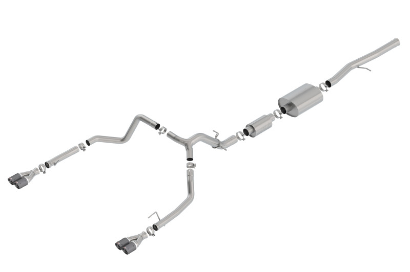 Borla Catback Exhaust System - S-Type - Carbon Fiber Tips (2019 - 2023 Silverado 1500 6.2L V8 / 2019 - 2023 Sierra 1500 6.2L V8) 140774CF