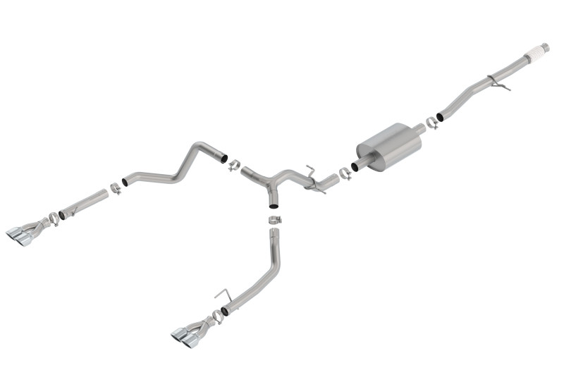 Borla Catback Exhaust System - S-Type - Quad Square Tips (2019 - 2026 Silverado 1500 5.3L V8 / 2019 - 2026 Sierra 1500 5.3L V8) 140781