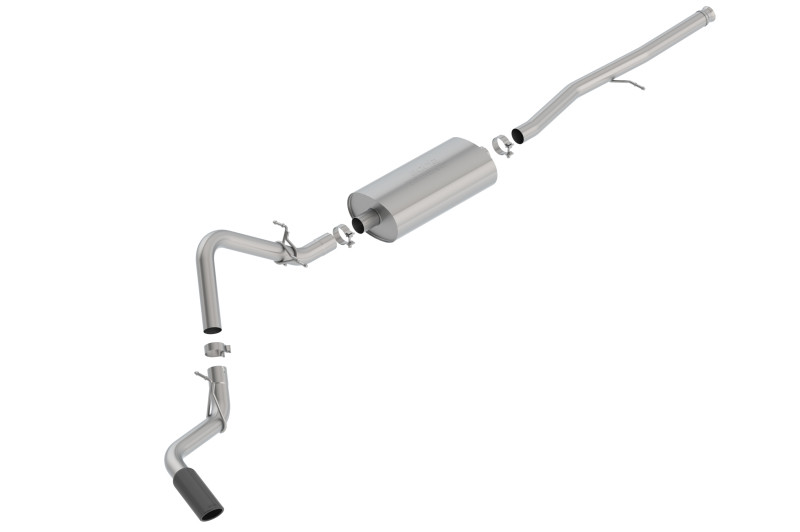 Borla Catback Exhaust System - Touring - Side Exit - Black Chrome Tip (2019 - 2026 Silverado 1500 4.3L V6 / 2019 - 2026 Sierra 1500 4.3L V6) 140793BC