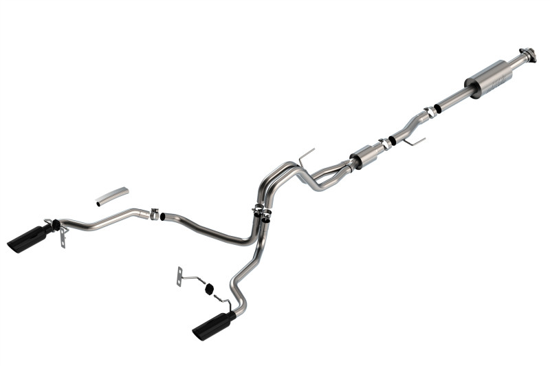 Borla Cat-Back Exhaust System - S-Type - Single Split Rear Exit - Black Tips (2021 - 2026 F150 5.0L) 140866BC
