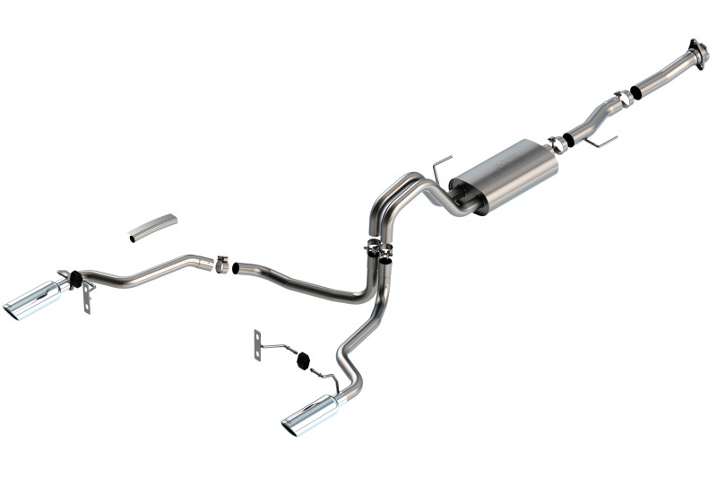 Borla Cat-Back Exhaust System - S-Type - Single Split Rear Exit - Polished Tips (2021 - 2026 F150 5.0L - Reg Cab) 140868