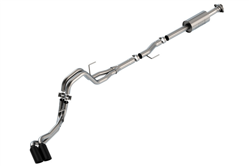 Borla Cat-Back Exhaust System - S-Type - Side Exit - Black Tips (2021 - 2026 F150 2.7L / 3.5L) 140871BC