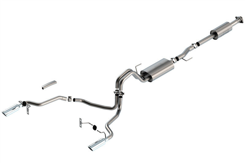 Borla Cat-Back Exhaust System - S-Type - Single Split Rear Exit - Polished Tips (2021 - 2023 F150 3.3L) 140878