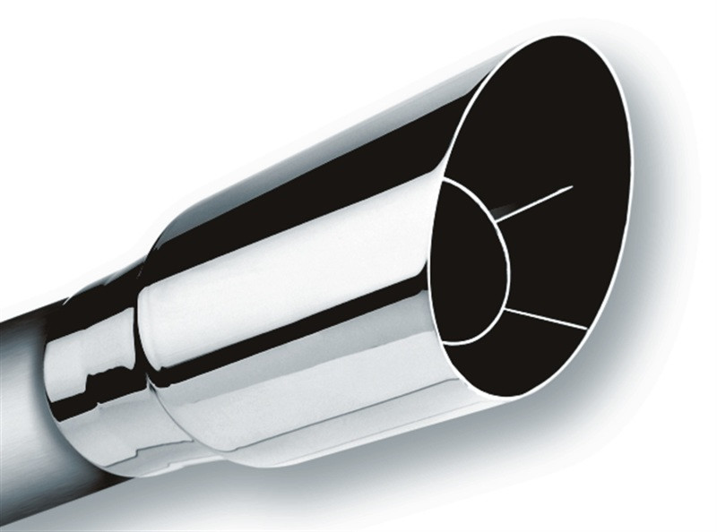 Borla Universal Polished Tip Single - Round Angle-Cut (Inlet 2 1/2" / Outlet 3 1/2") 20120