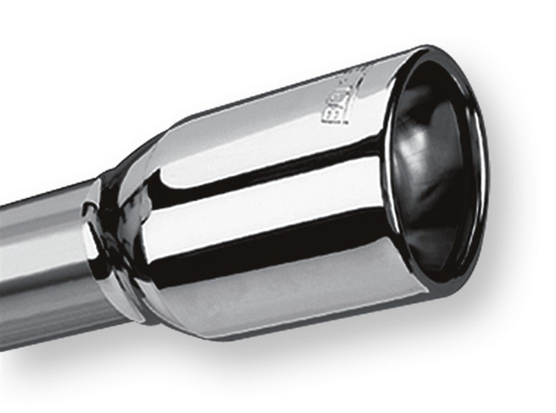 Borla Universal Polished Tip - Single Oval Rolled Angle Cut w/Clamp (Inlet 2 1/4" / Outlet 3 5/8" x 2 1/2") 20153