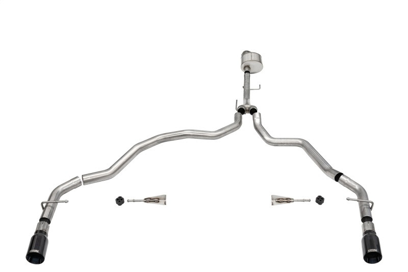 Corsa Cat-Back Exhausts - Xtreme - Dual Rear Exit - Black PVD Tips (2021 - 2026 F150 Reg Cab 6.5" Bed) 21143BLK