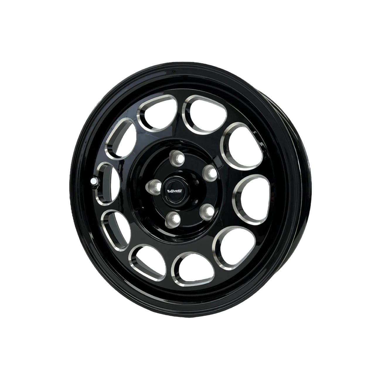VMS Wheels Phone Dial 15X3.5 4X108 -13 ET 73.1 CB Black Milling