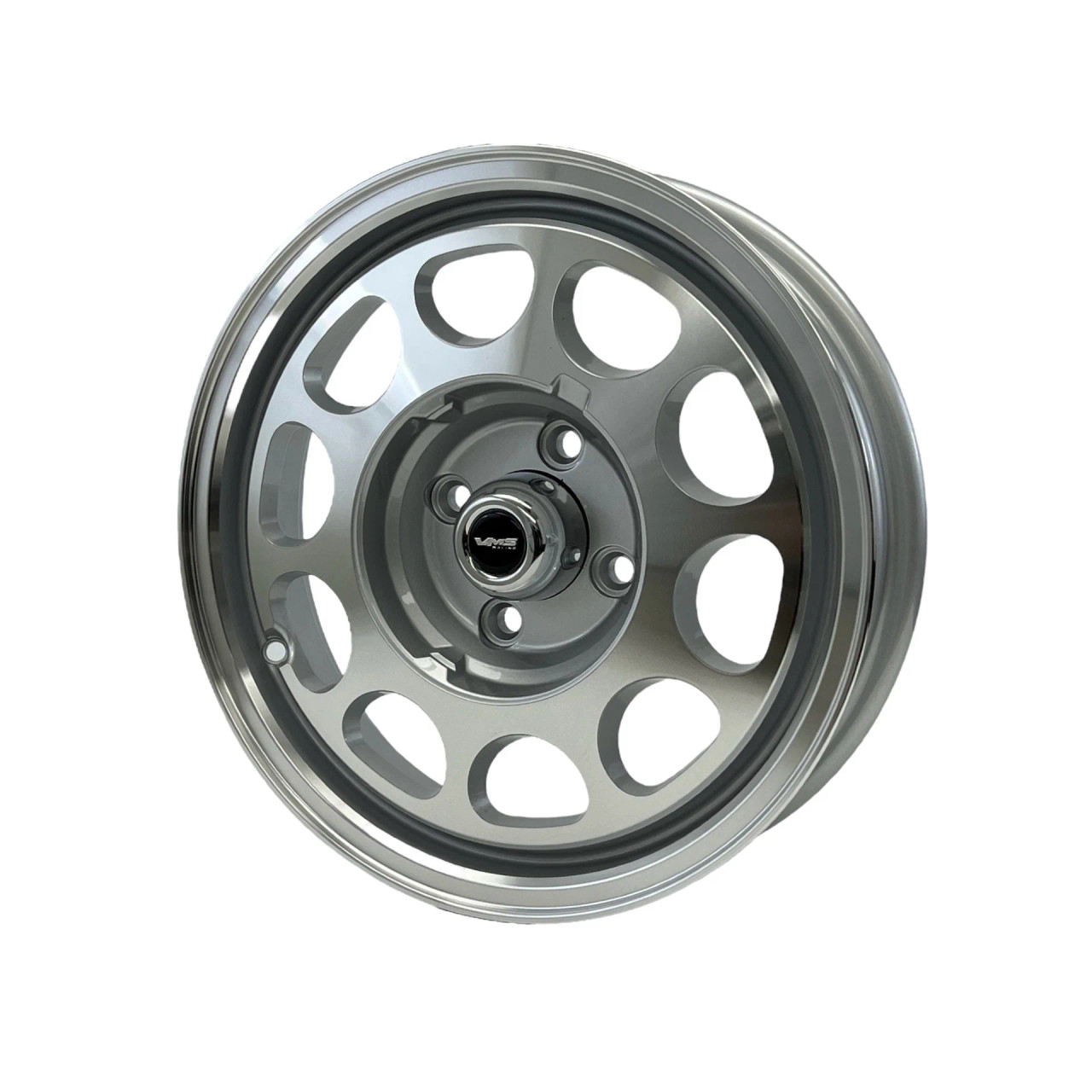 VMS Wheels Phone Dial 15X3.5 4X108 -13 ET 73.1 CB Silver Machined