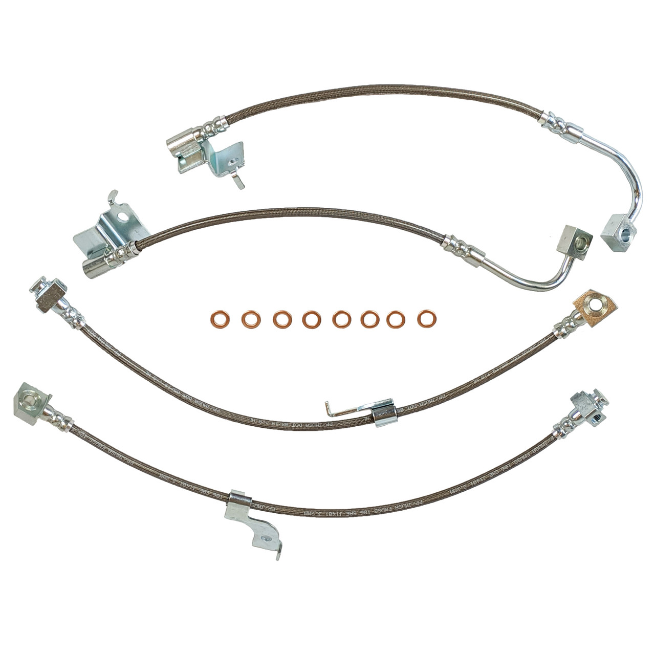 J&M Stainless Steel Brake Hose Kit - Front & Rear - Clear (2015 - 2023 Mustang - NO MagneRide) 22560-C