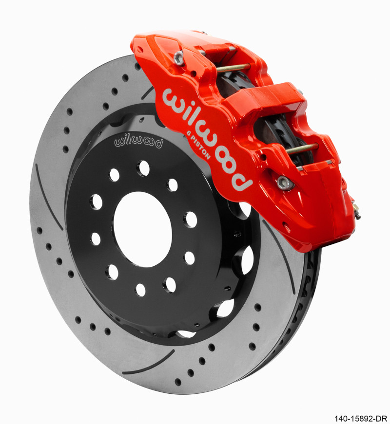 Wilwood AERO6 Front Big Brake Kit 14" Rotor Drilled & Slotted Red (2018 - Wrangler JL / 2020 - 2025 Gladiator JT) 140-15892-DR