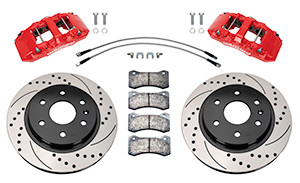 Wilwood Aero6-DM Front Brake Kit Drilled & Slotted Red (2019 - 2025 GM Truck & SUV) 140-16805-DR