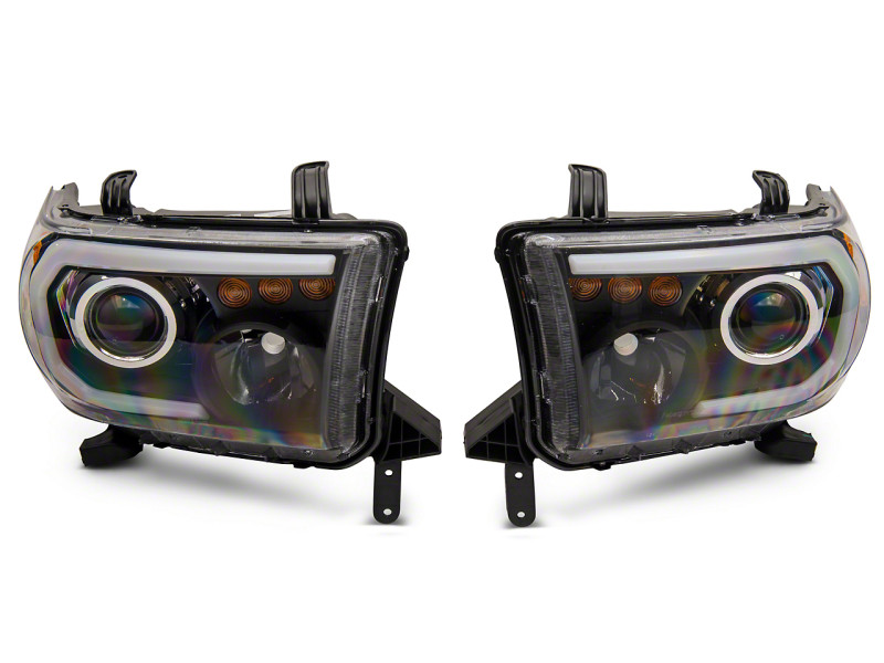 Raxiom 07-13 Toyota Tundra Axial Series Projector Headlights w/ LED Bar- Blk Housing (Clear Lens) - TU16006 Photo - Primary