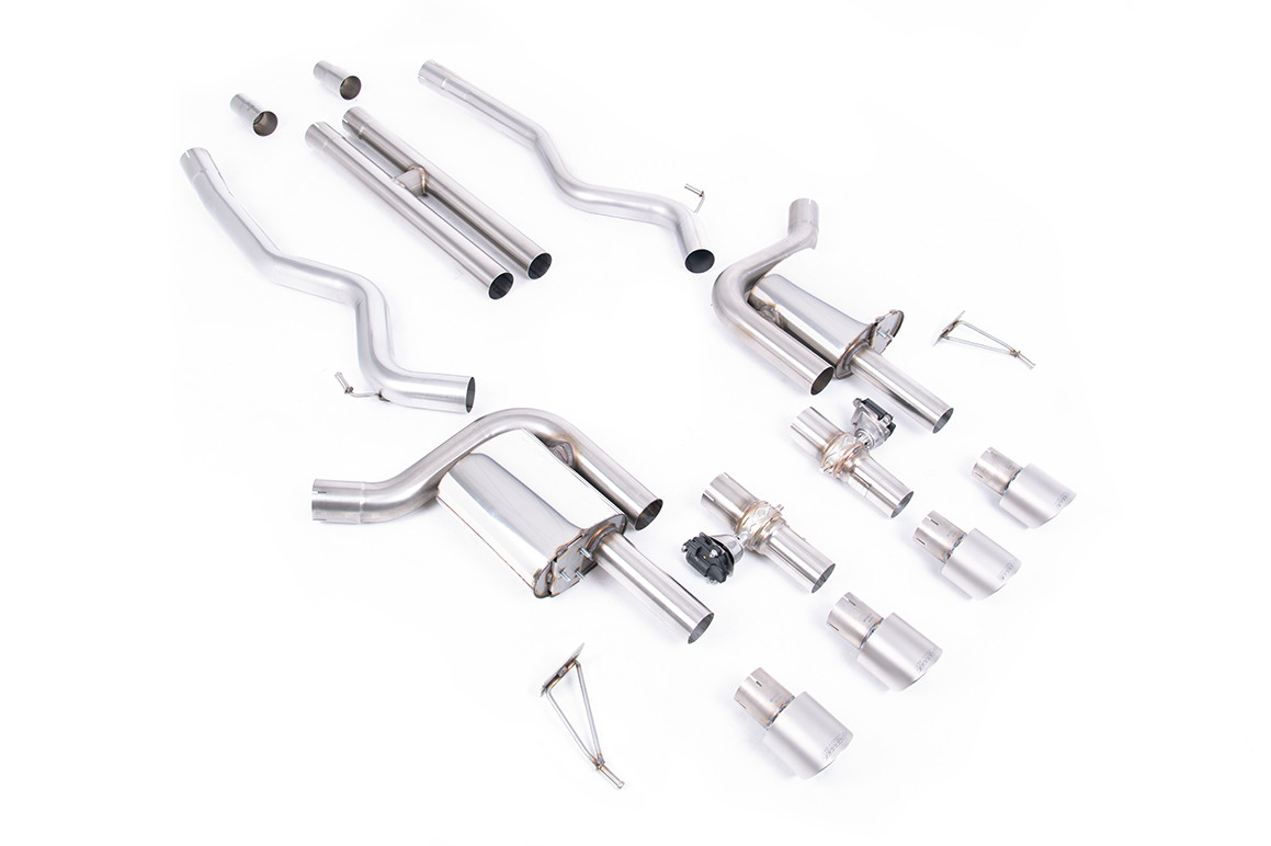Milltek Active Valve Catback w/ H-Pipe Brushed Titanium Tips (2024 Mustang GT S650) SSXFD431