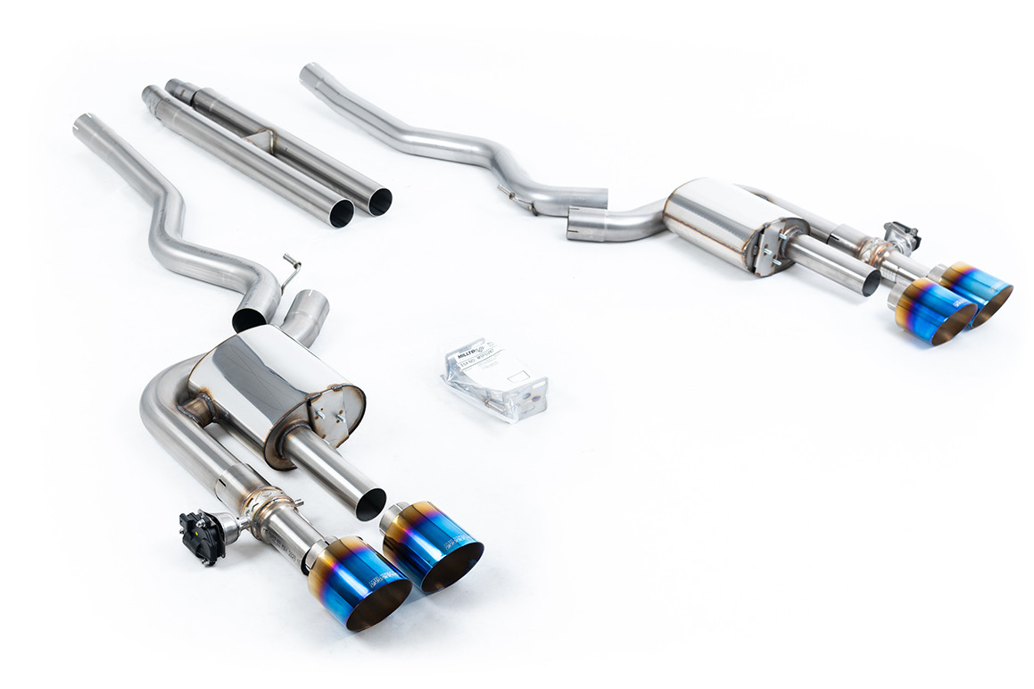 Milltek Active Valve Catback w/ H-Pipe Burnt Titanium Tips (2015-2023 Mustang GT / 2024 Dark Horse) SSXFD423
