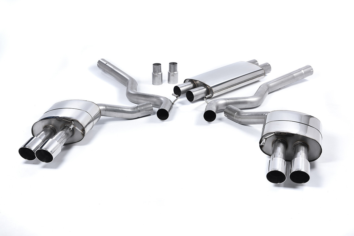 Milltek Quad Outlet Resonated Catback w/ Polished Tips (2015-2023 Mustang GT) SSXFD155
