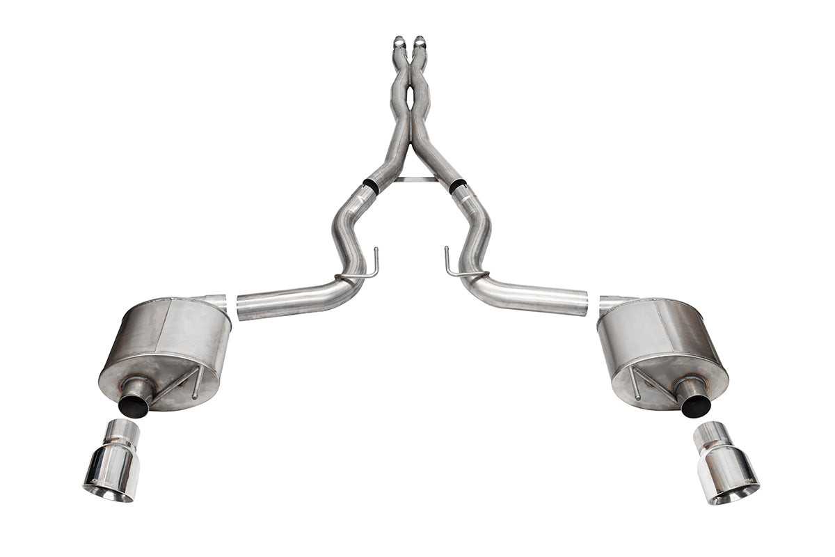 Corsa 3.0" Dual Rear Exit Sport Cat-Back Exhaust System with 4.5" Pro Series Tips (2024 Mustang GT Coupe Non Active) 21254
