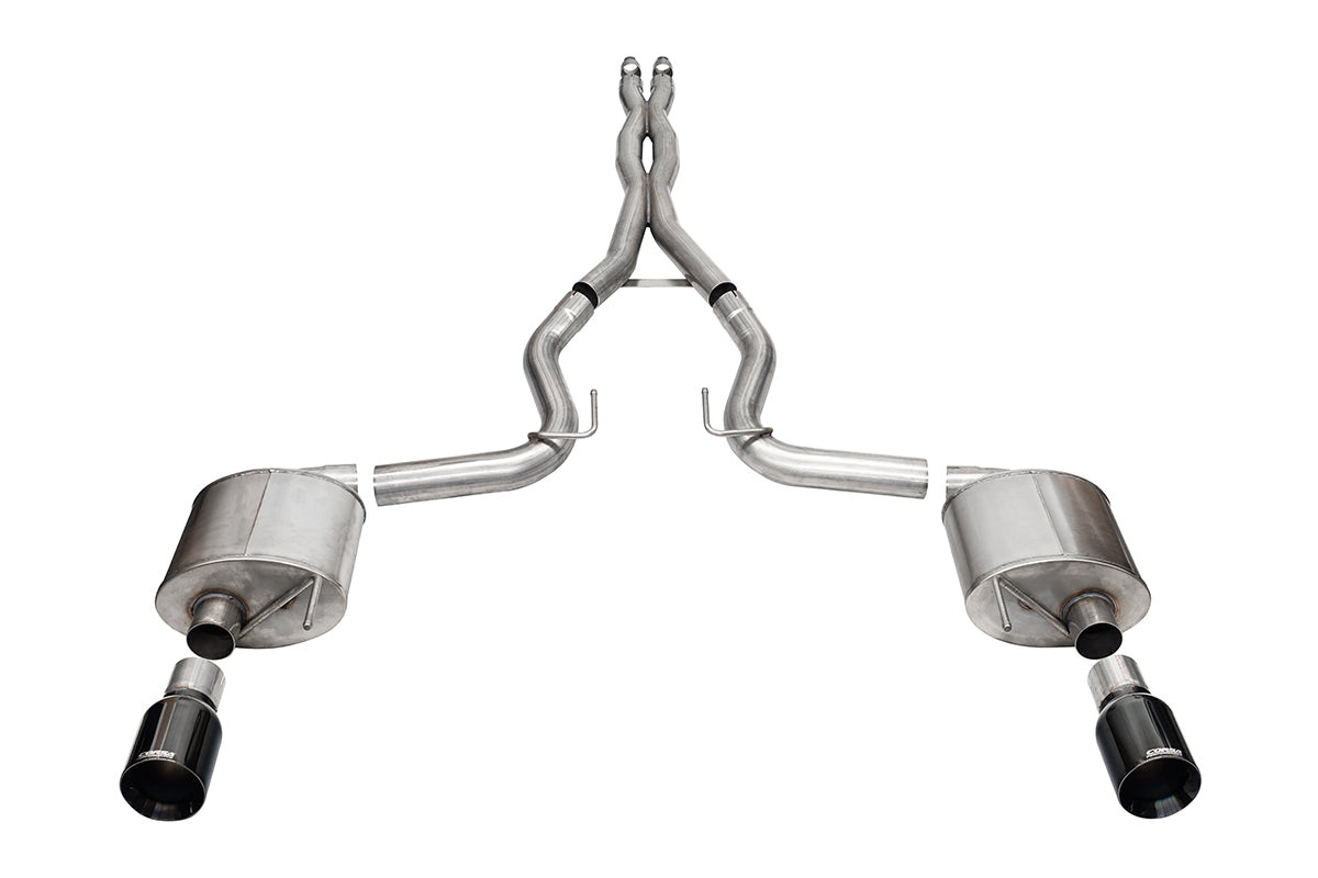 Corsa 3.0" Cat-Back Exhaust - Sport - 4.5" Straight Cut Black PVD Tips (2024 - 2026 Mustang GT Coupe Non Active) 21255BLK