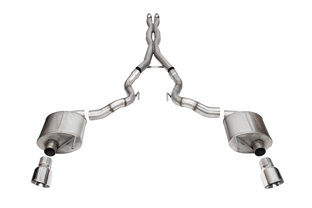 Corsa 3.0" Dual Rear Exit Xtreme Cat-Back Exhaust System with 4.5" Pro Series Tips (2024 Mustang GT Convertible Non Active) 21274