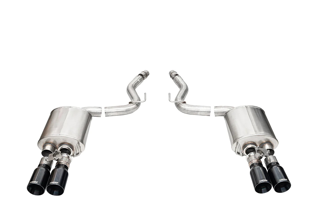Corsa 3.0" Sport Valved Axle Back Exhaust w/ Quad 4" Black PVD Straight Tips (2024 Mustang) 21262BLK