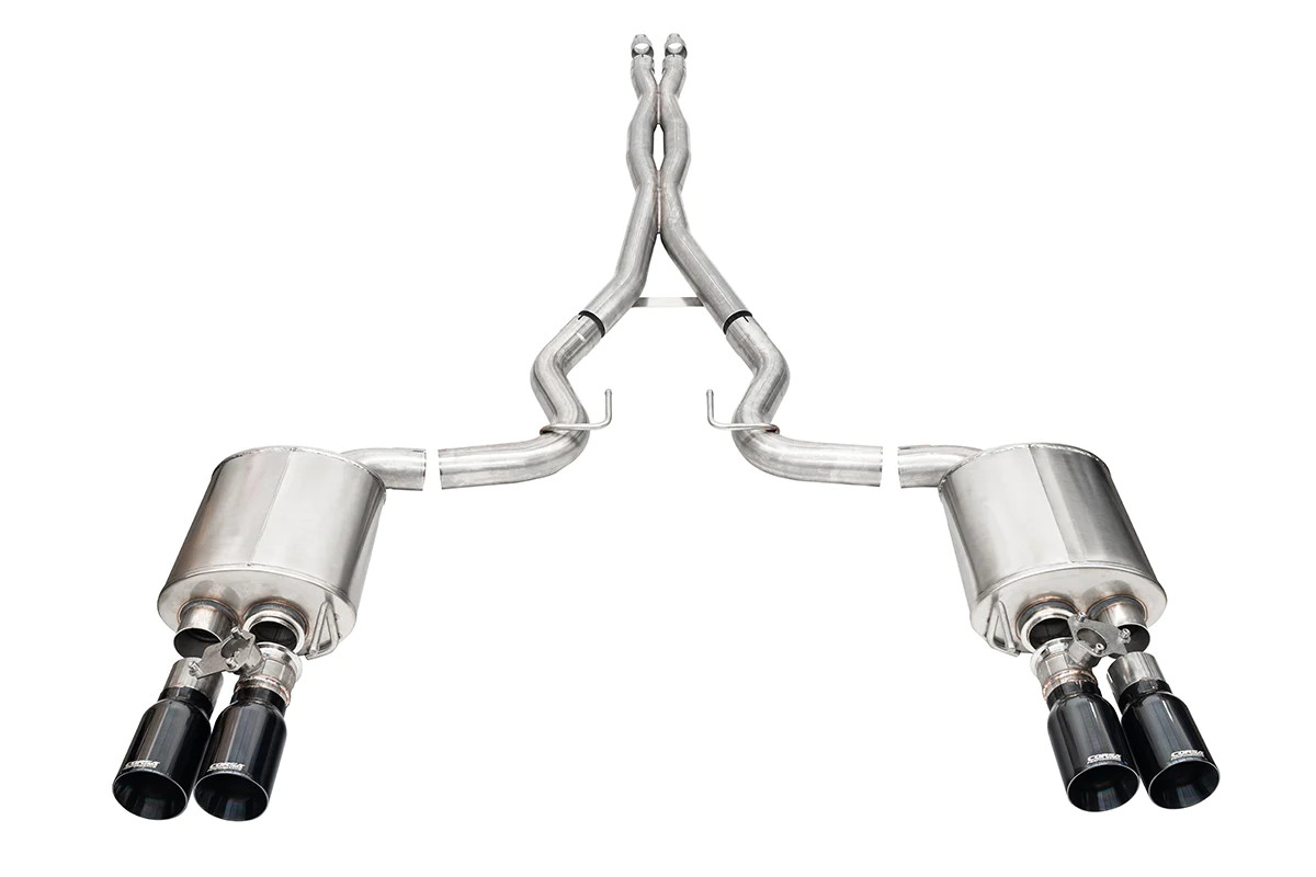 Corsa 3.0" Xtreme Valved Cat Back Exhaust w/ Quad 4" Black PVD Straight Tips (2024 Mustang) 21260BLK