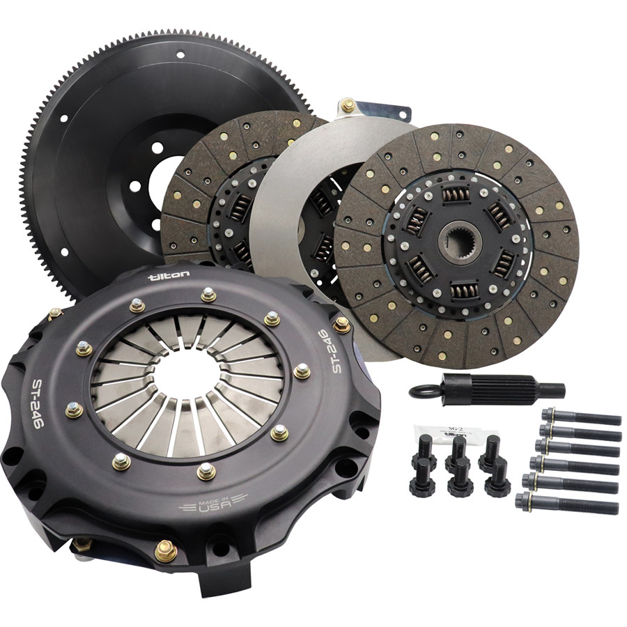 Tilton ST-246 Twin Disc Clutch Kit Sprung Hub Organic (Ford Small Block T56 Magnum 6-Spd) 55-1003