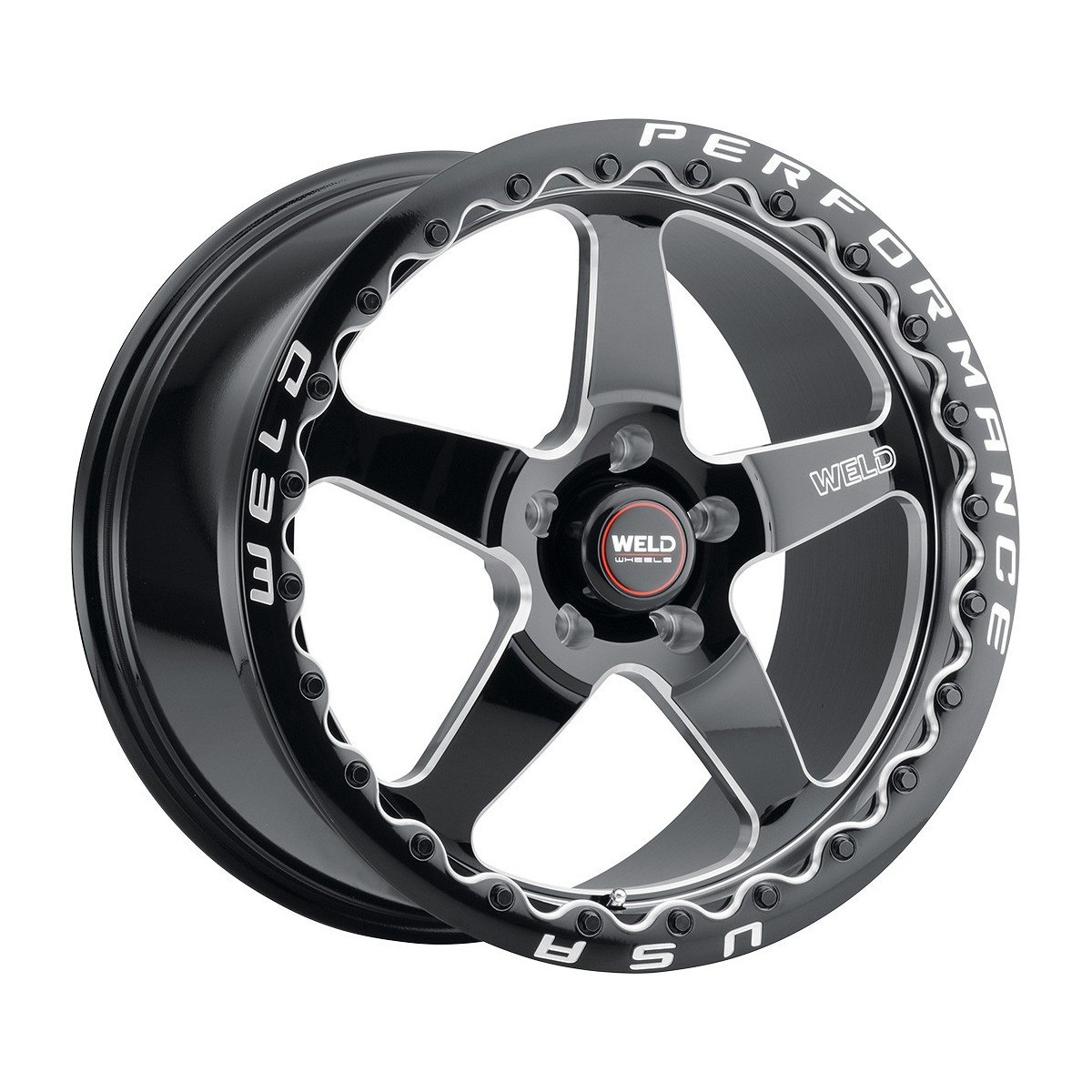 Weld Ventura Beadlock 17x10 5x114.3 ET25 BS 6.48 Gloss BLK MIL DIA