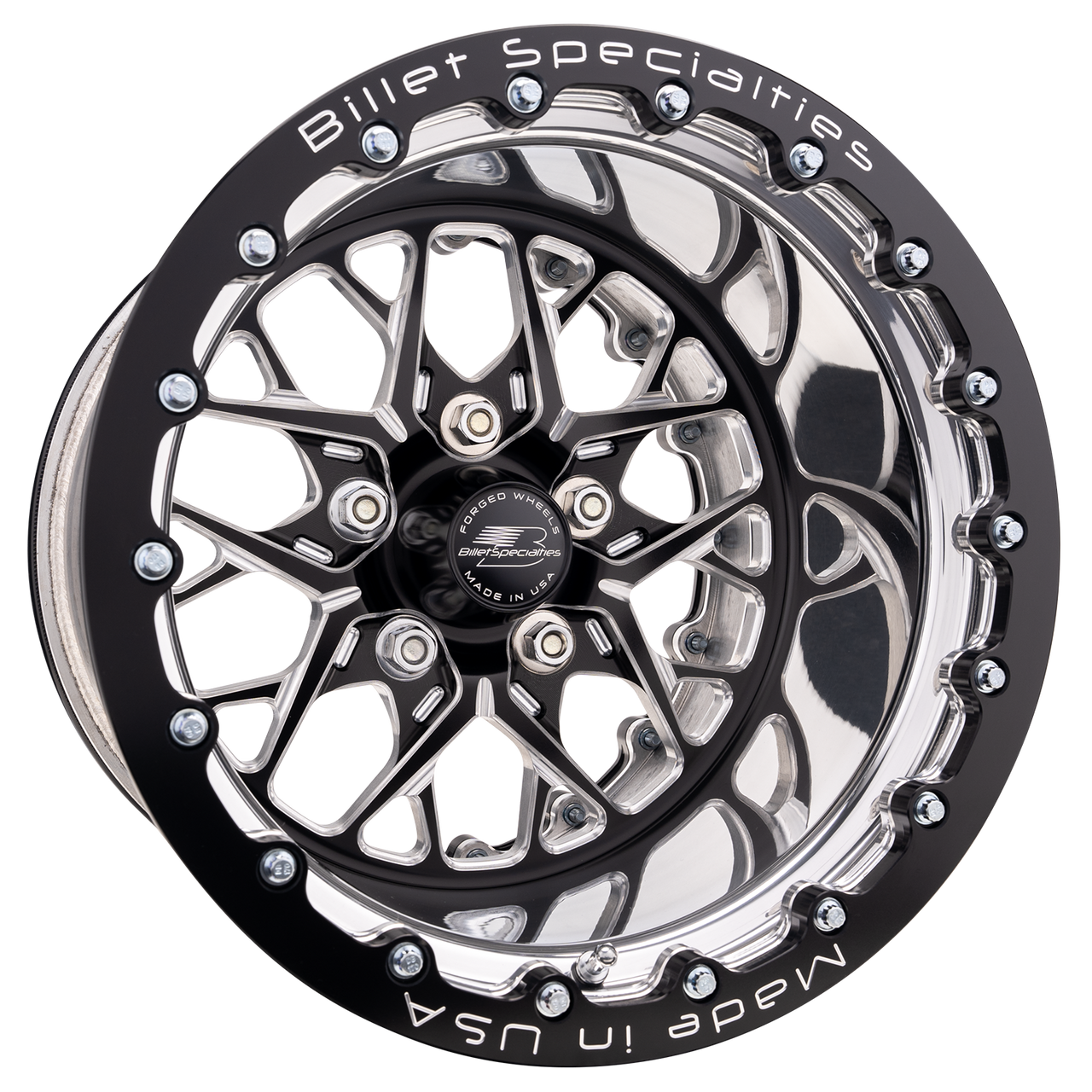 Billet Specialties 15x10 Redline Double Beadlock Front / Rear  Wheel 5x4.50 BP 4.50 BS - Black- BRDB07510L6545
